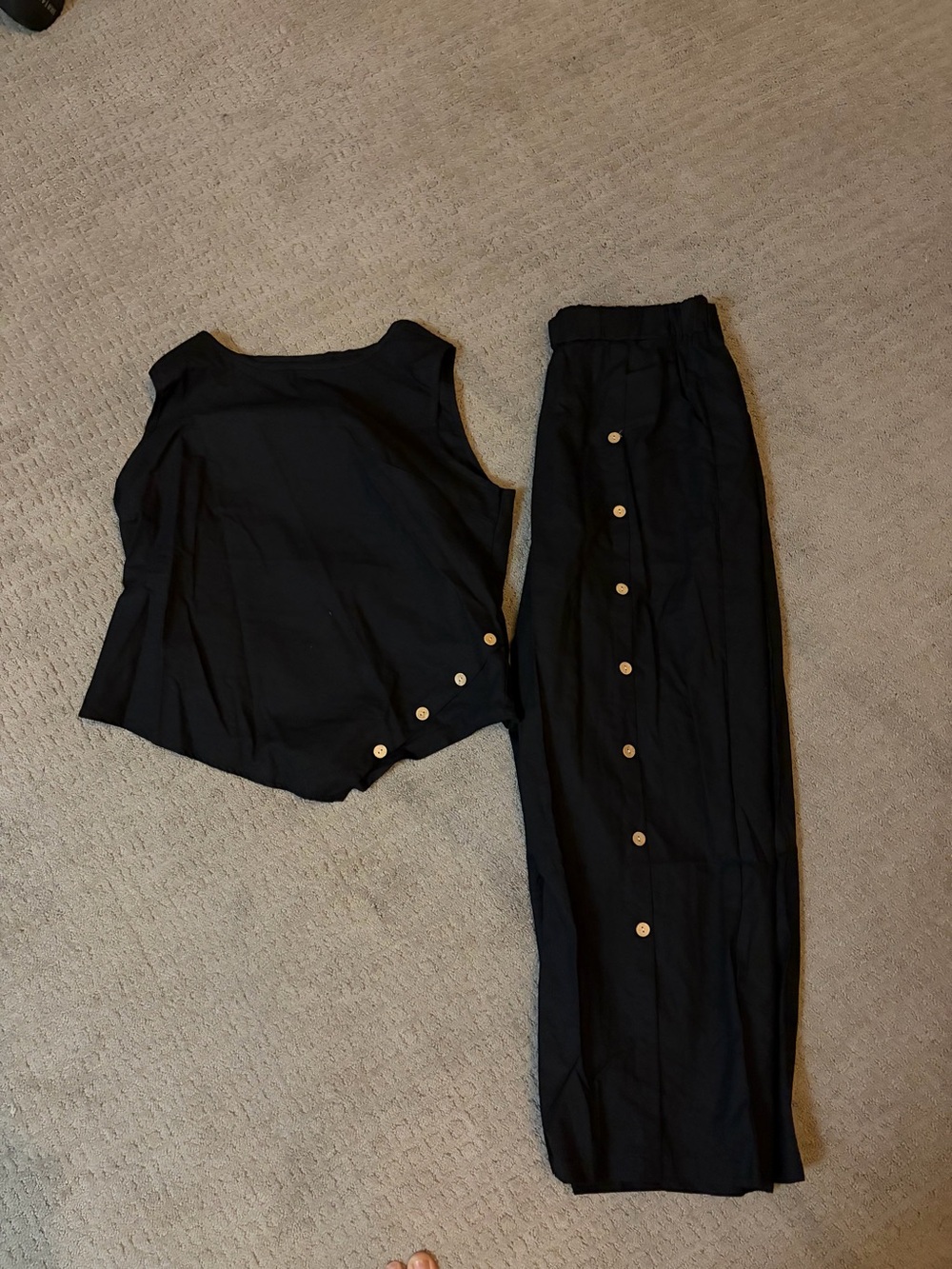 Black Button-Front Wide Leg Pants - Women's size xl
